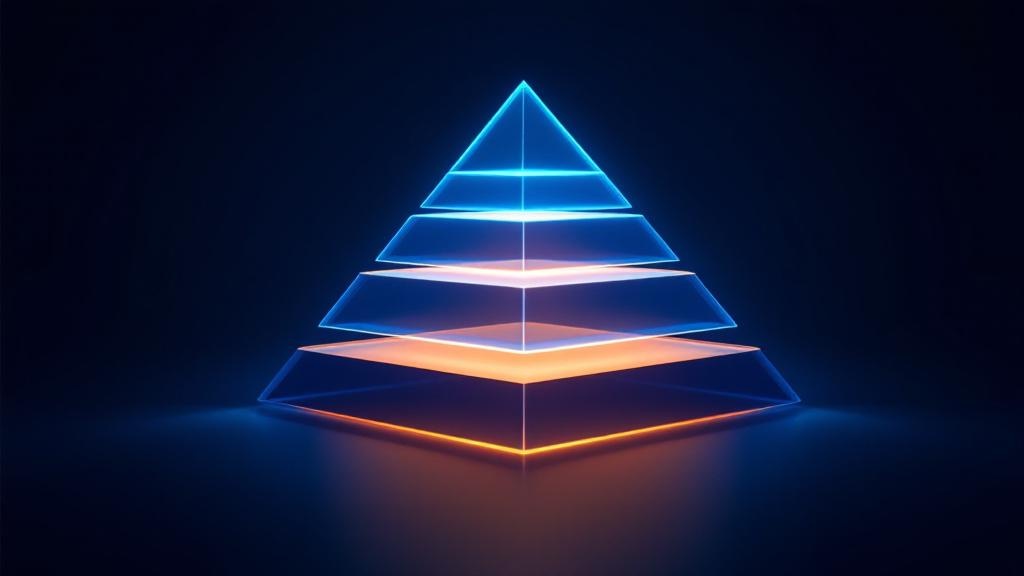 A four-level pyramid diagram with a glowing fifth layer emerging above it